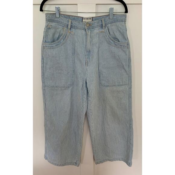 We The Free‎ Piper Mid-Rise Crop Wide-Leg Jeans in Blue Striped Size 30 Denim - Picture 2 of 5